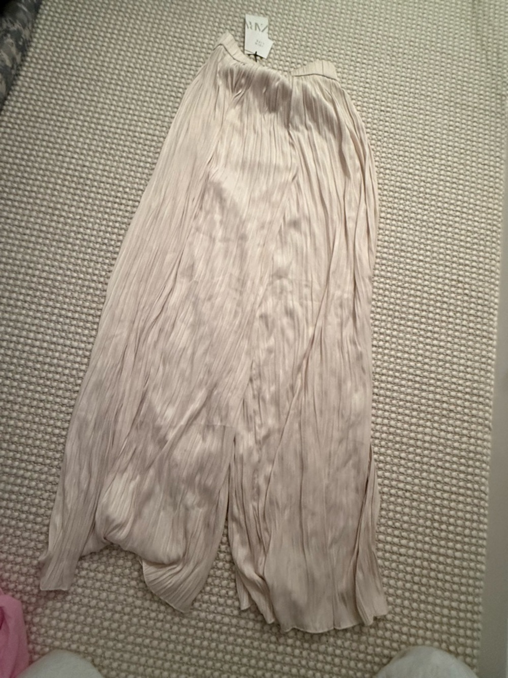 Zara Pleated Maxi pant in Pale cream